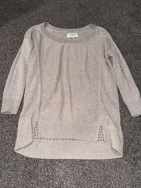 American Eagle Open Knit Sweater XS Lightweight Neutral Crewneck Pullover